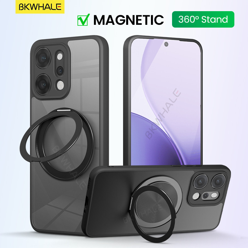 BKWHALE 360° หมุนวงเล็บแม่เหล็กสําหรับOPPO Reno14 Reno13 Reno12 Reno11 Reno15 Pro Max Reno15F Reno14F Reno13F Reno12F Reno11Fค้นหาX9 X8 X8S X7 Ultra Clearกรณี