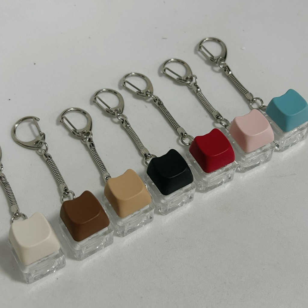 Mao Cat ปุ่มหัวพวงกุญแจ Decompression Handy เครื่องมือคีย์บอร์ดแบบกลไกแกนเครื่องทดสอบสีขาวสีเหลืองสี