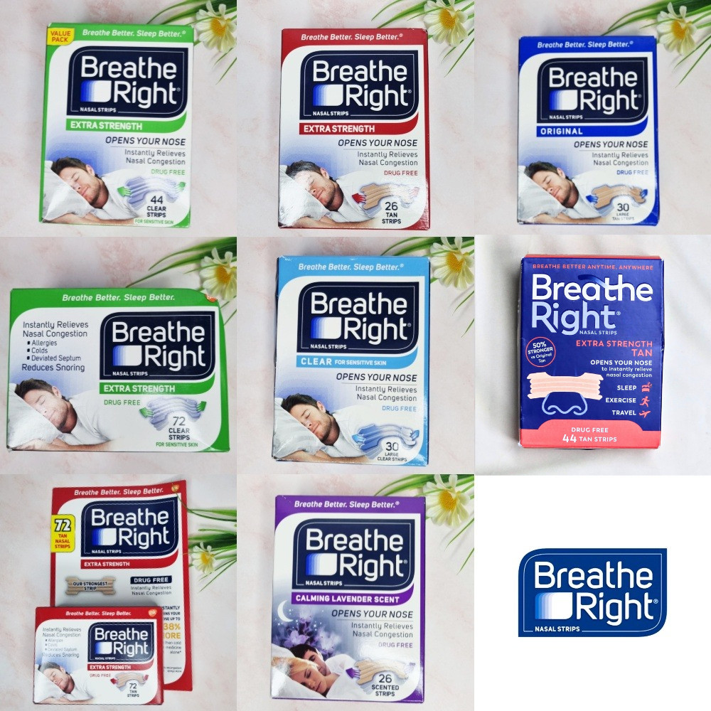 [Breathe Right®] Nasal Strips Extra Strength Opens Your Nose Clear or Tan Strips แผ่นแปะจมูก ช่วยให้