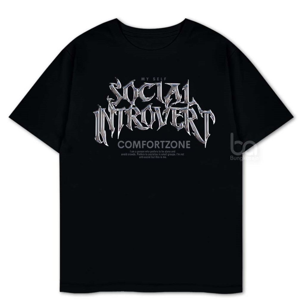 เสื้อยืด Social Introvert Comfortzone - เสื้อ Distro พร้อมคํา Viral, Cotton Combed 30s