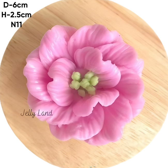 แม่พิมพ์ซิลิโคน - Peony - Pistil 6cm รหัส 11 N11 - เจลลี่ ไส้ฟลาลัน - ไม่ติด ถอดง่าย