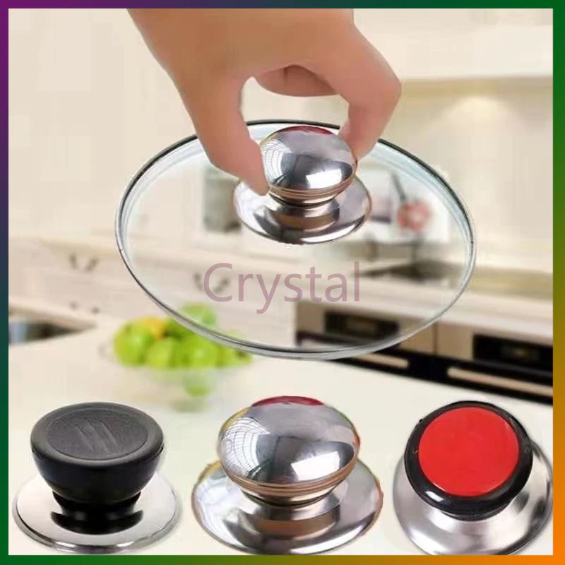 Crystal ด้ามจับ ฝาครอบหม้อ ฝาครอบหม้ออเนกประสงค์ สแตนเลส กันร้อน ฝาหม้อแบบตั้งได้
