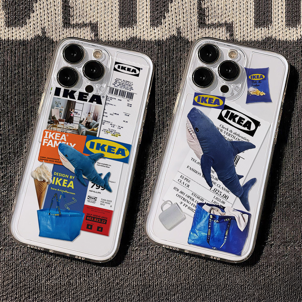 เคสไอโฟน13 For iPhone 11 12 13 14 15 16 Pro MAX 14 15 16 Plus X XR XS 6 7 8 Plus เคสโทรศัพท์ใสแบรนด์เนมลายฉลามสตรีทเวอร์