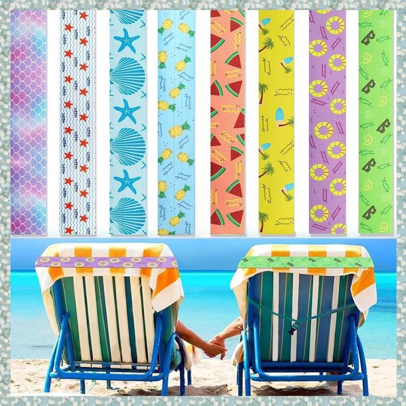 [h5bl3j6wj.ph] 8 หน่วยของแถบผ้าขนหนูกันลมยืดได้เหมาะสําหรับเก้าอี้ชายหาดคลิปยาง 15.75 X 1.96in