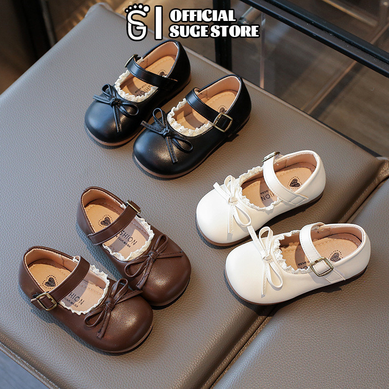 SUGO รองเท้าเด็กสาว เจ้าหญิง Mary Jane Shoes สไตล์เกาหลีรองเท้าไปโรงเรียนน่ารัก