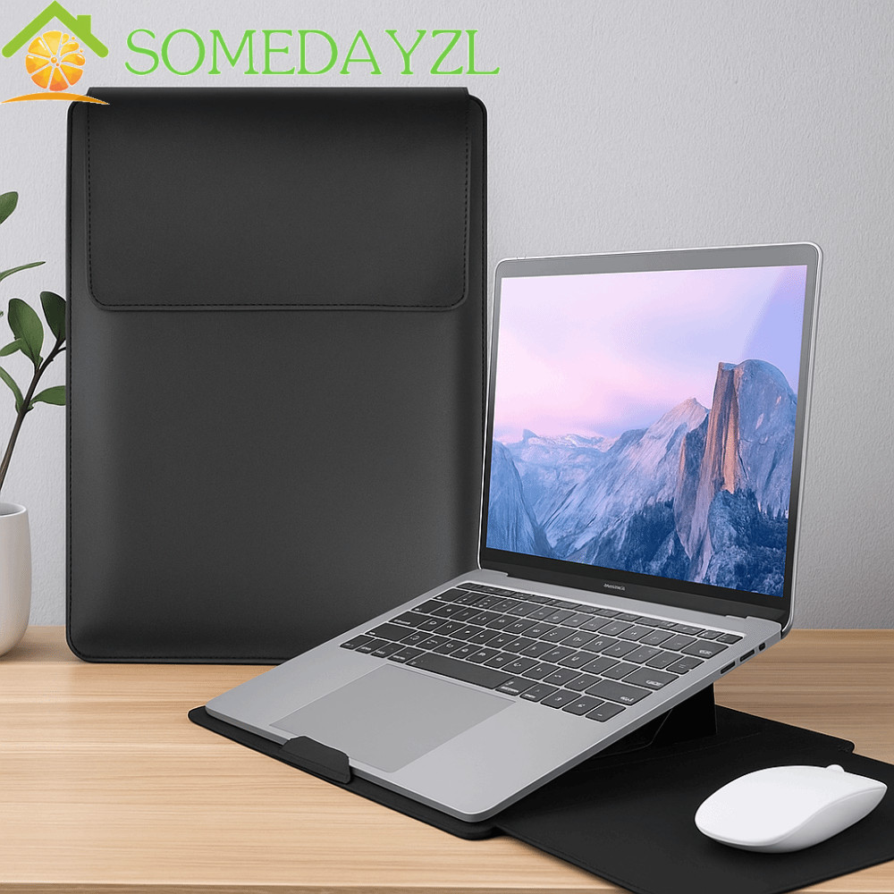 SOMEDAYZL 14 นิ้วกระเป๋าแล็ปท็อป,หนัง PU ปรับแล็ปท็อปกรณี,แผ่นรองเมาส์กันน้ําคราบทนบางเฉียบแล็ปท็อปยืนสํานักงาน