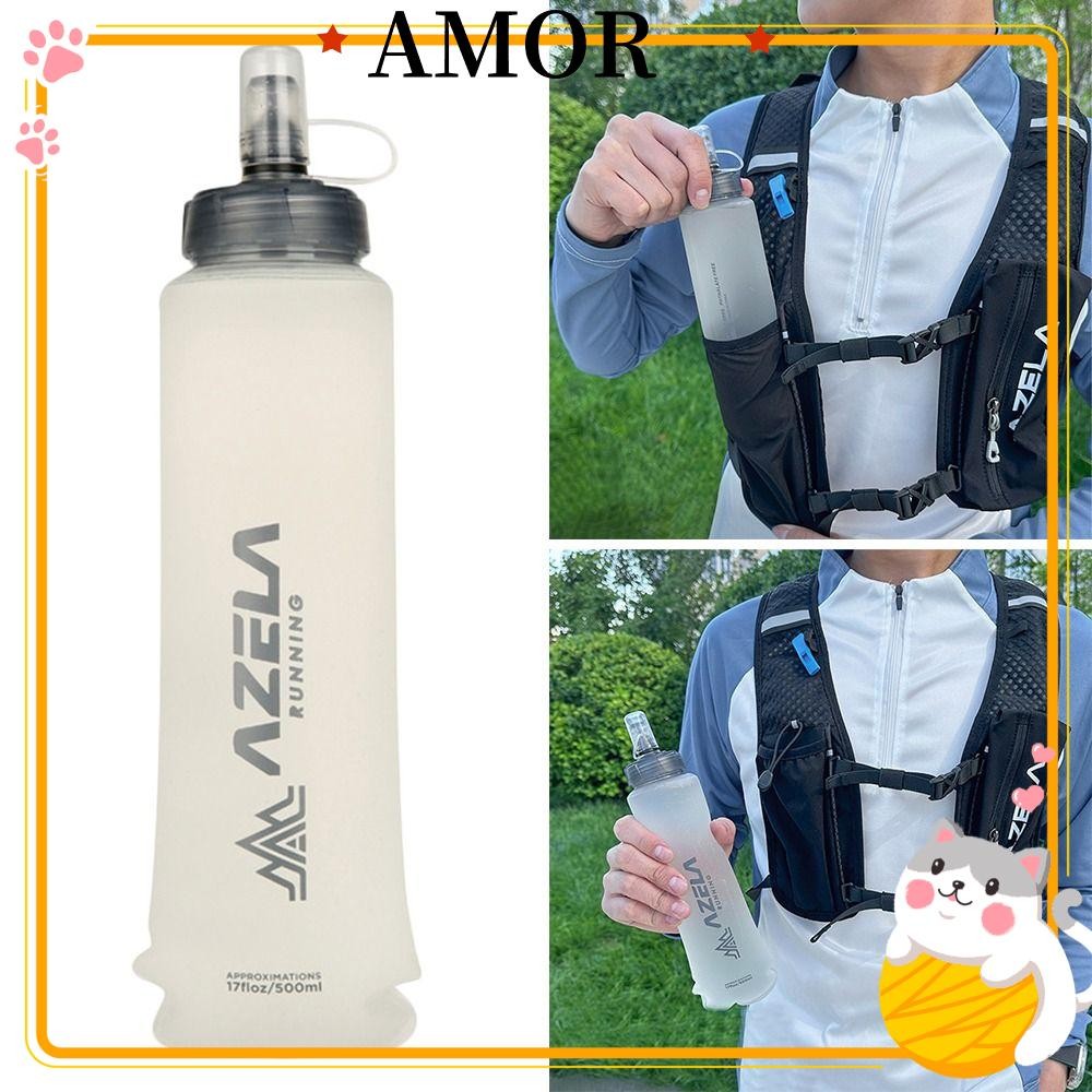 AMOR 250/500ml ขวดน้ําสําหรับเล่นกีฬา,กระเป๋าน้ํานุ่มน้ําหนักเบาแบบพกพา,ฤดูร้อนพับแคมป์ปิ้งวิ่งถ้วยน้ํากลางแจ้ง