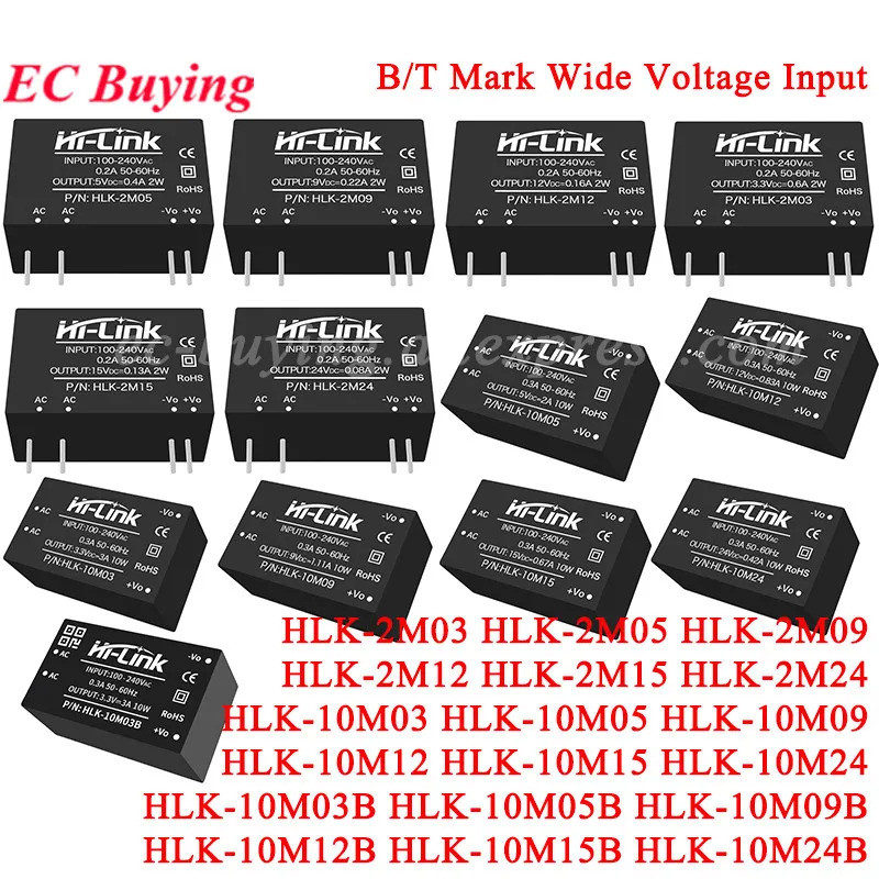 10W HLK-10M03 10M05 10M09 10M12 10M15 10M24 2M03 2M05 2M09 2W 220v ถึง 3.3 V/5 V/9 V/12 V/15 V/24 V 