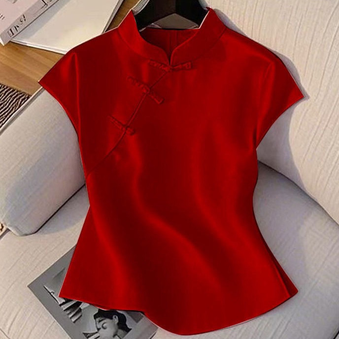 ชุดกี่เพ้าสำหรับผู้หญิง ดีไซน์หรูหรา สไตล์เสื้อแขนสั้นจีนใหม่