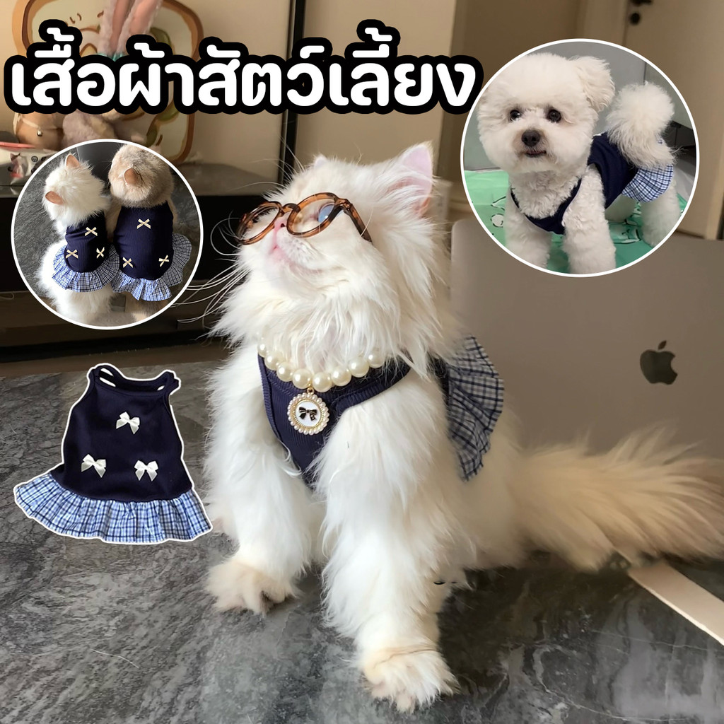 เสื้อผ้าสัตว์เลี้ยง เสื้อกั๊ก แบบบาง เสื้อผ้าแมวน่ารัก เนื้อผ้าบางระบายอากาศดี แนวโรงเรียน เสื้อสัตว์เลี้ยง