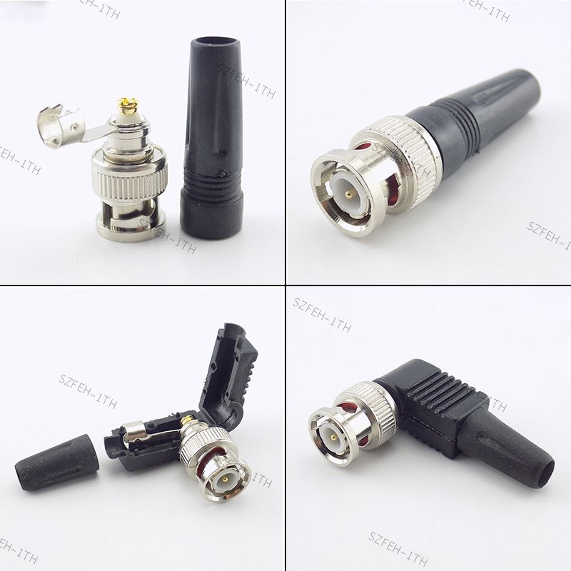 BNC Connector BNC ชายปลั๊ก Twist-on RF Coaxial RG59 สายอะแดปเตอร์หางพลาสติกสําหรับการเฝ้าระวังกล้องว