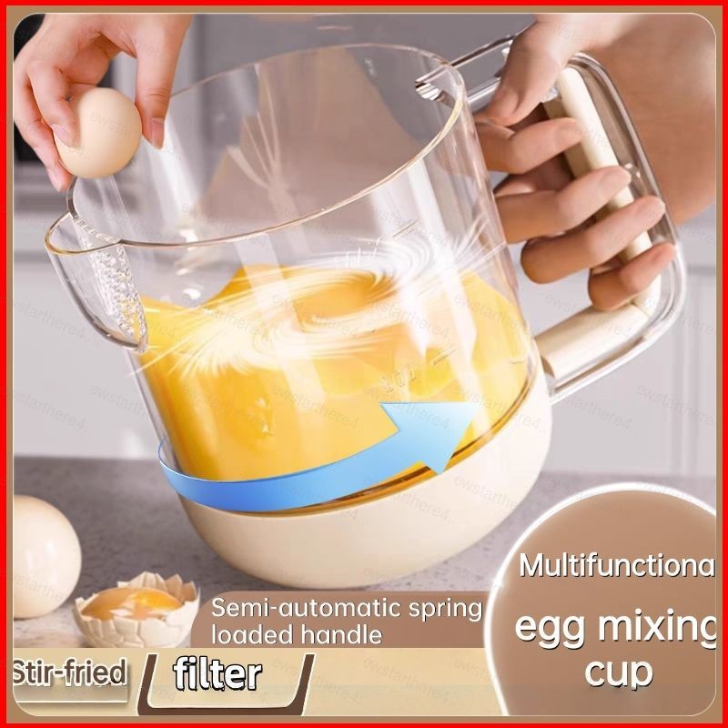 NS4 Manual Egg Beater ที่ถอดออกได้วิปปิ้งครีมถ้วยตวงพร้อมสเกล Egg Beating Mix Cup ครีมเค้ก SN4