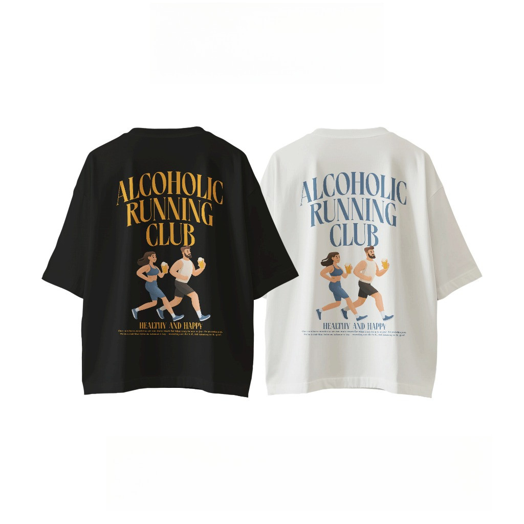 (COD+จัดส่ง 12 ชั่วโมง) เสื้อยืด Oversize รุ่น Alcoholic Running Club Comb t shirt for women