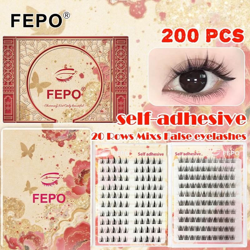 FEPO20 แถวกาวฟรีขนตาปลอมติดด้วยตนเองปุยหนาธรรมชาติ Curling Lash Extension แอพพลิเคชั่นง่าย DIY อะนิเ