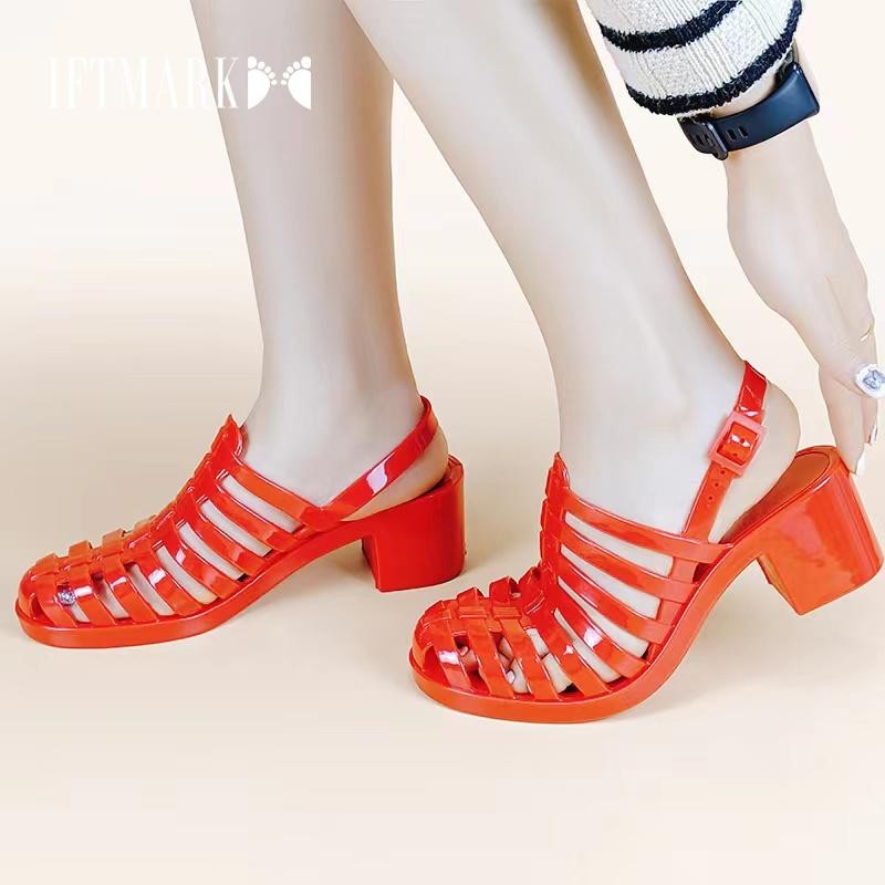 IFTMARK รองเท้าผู้หญิง รองเท้าแตะรัดส้น เสริมส้นสูง ส้นตึก ใส่สบายไม่กัดเท้า (รัดส้นลิซ่า)[ส่งเร็วพิเศษ]