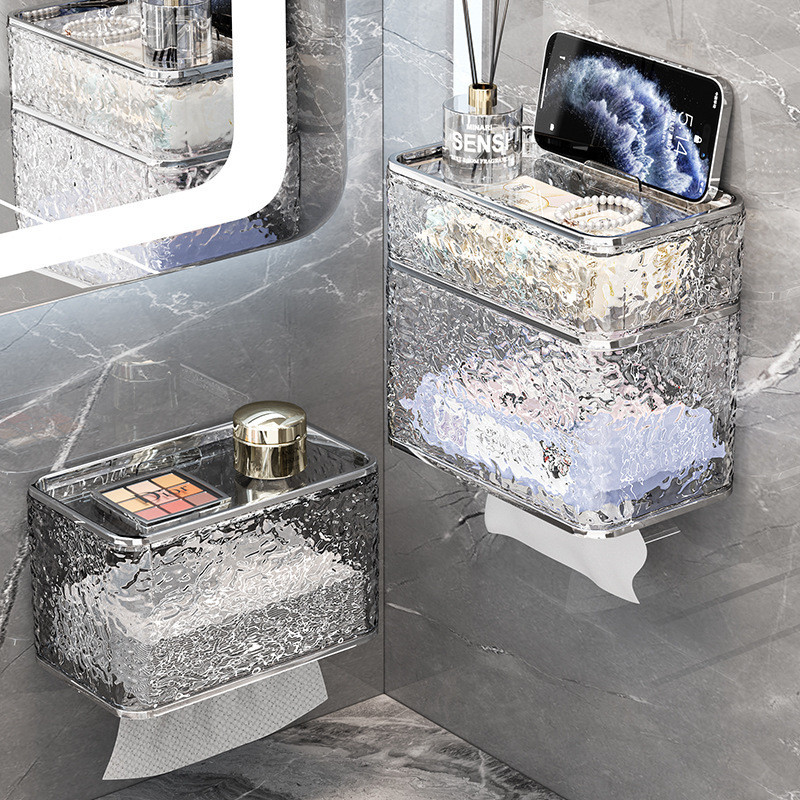 【Ready Stock】Bekahome คริสตัลสี่เหลี่ยมกล่องกระดาษทิชชูปกตกแต่งแก้วเนื้อเยื่อผู้ถือ,ประกายผ้าเช็ดปากเนื้อเยื่อใบหน้าผู้ถือสําหรับห้องน้ํา โต๊ะเครื่องแป้ง โต๊ะสํานักง
