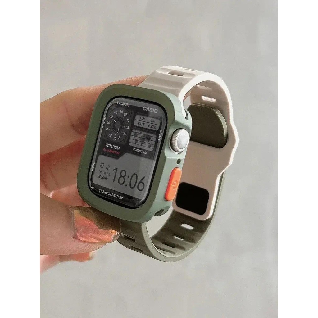 กรณี + สายซิลิโคนสร้อยข้อมือและฝาครอบสําหรับ Apple Watch Ultra 2 49 มม.44 มม.40 มม.45 มม.41 มม.I Watch Series 8 9 7 6 SE 5 4 - รูปที่ 5