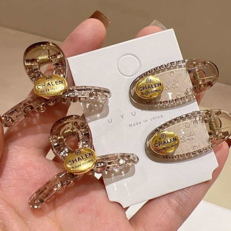 [Magpie] Iced Tea Brown Oval Gold Label Small Duckbill Clip กิ๊บติดผมเกาหลีระดับไฮเอนด์