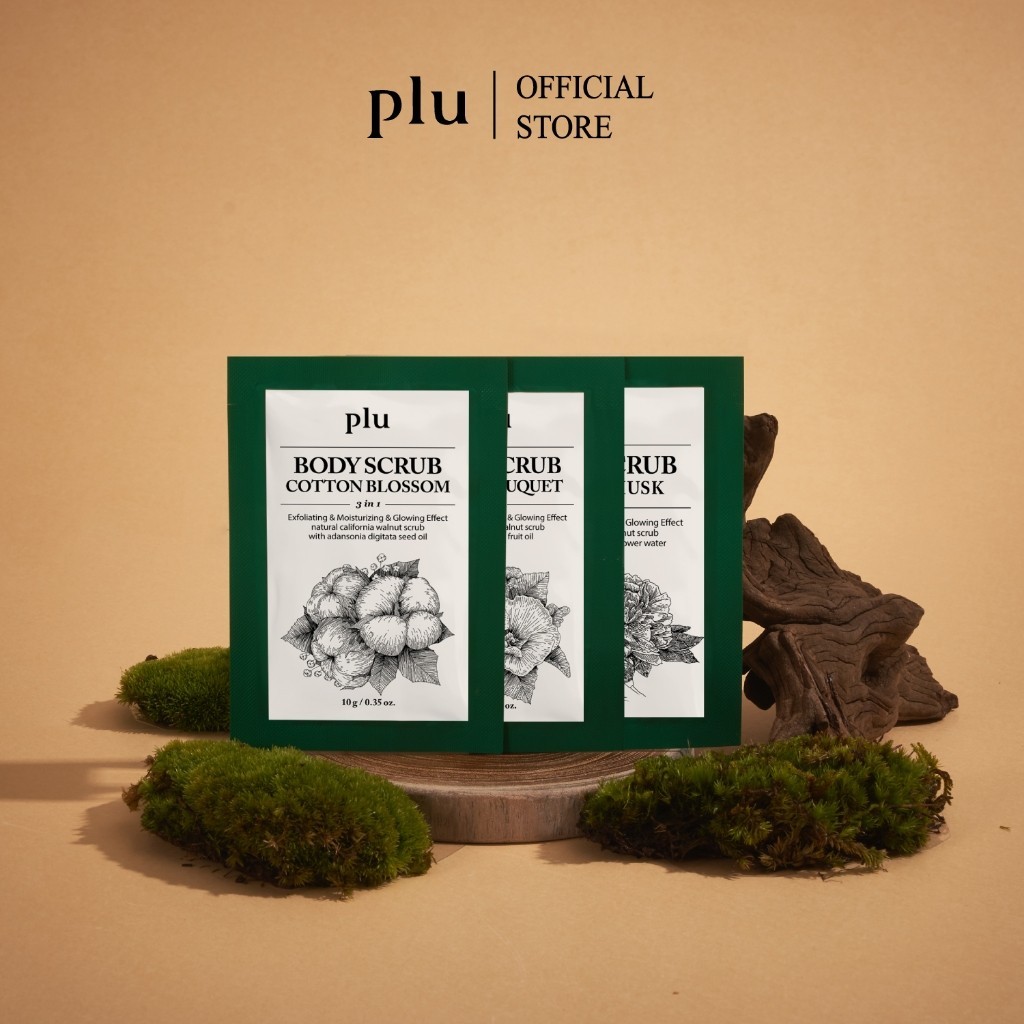 PLU BODY SCRUB 10G (สครับผิวกายแบบซองพกพา ให้ผิวเรียบเนียนและนุ่มขึ้น เนื้อสครับนุ่มไม่บาดผิว)