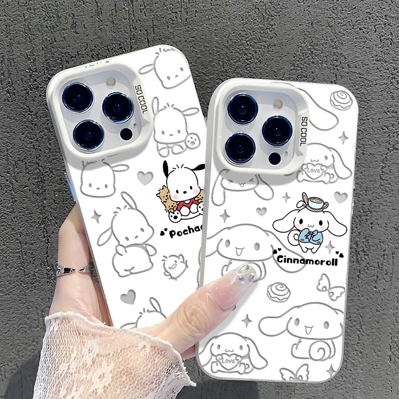 จัดส่งทันที เคสไอโฟน11 12 13 14 15 16 Pro Max Cute cartoon paca Puppy couple Hard Case For iPhone 11,12,13,14,15,16PM