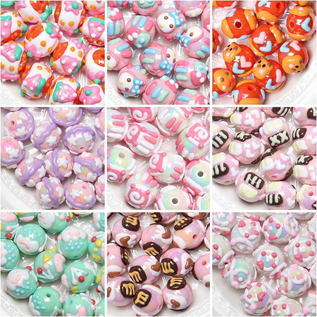 1piece2024ฤดูร้อนสไตล์ใหม่หนักน้ํามันมือวาดลูกปัด ทําเอง ลูกปัด ทําเอง ห่วงโซ่โทรศัพท์มือถือรถแขวนกระเป๋าแขวนโซ่หัวเชือกลูกปัด