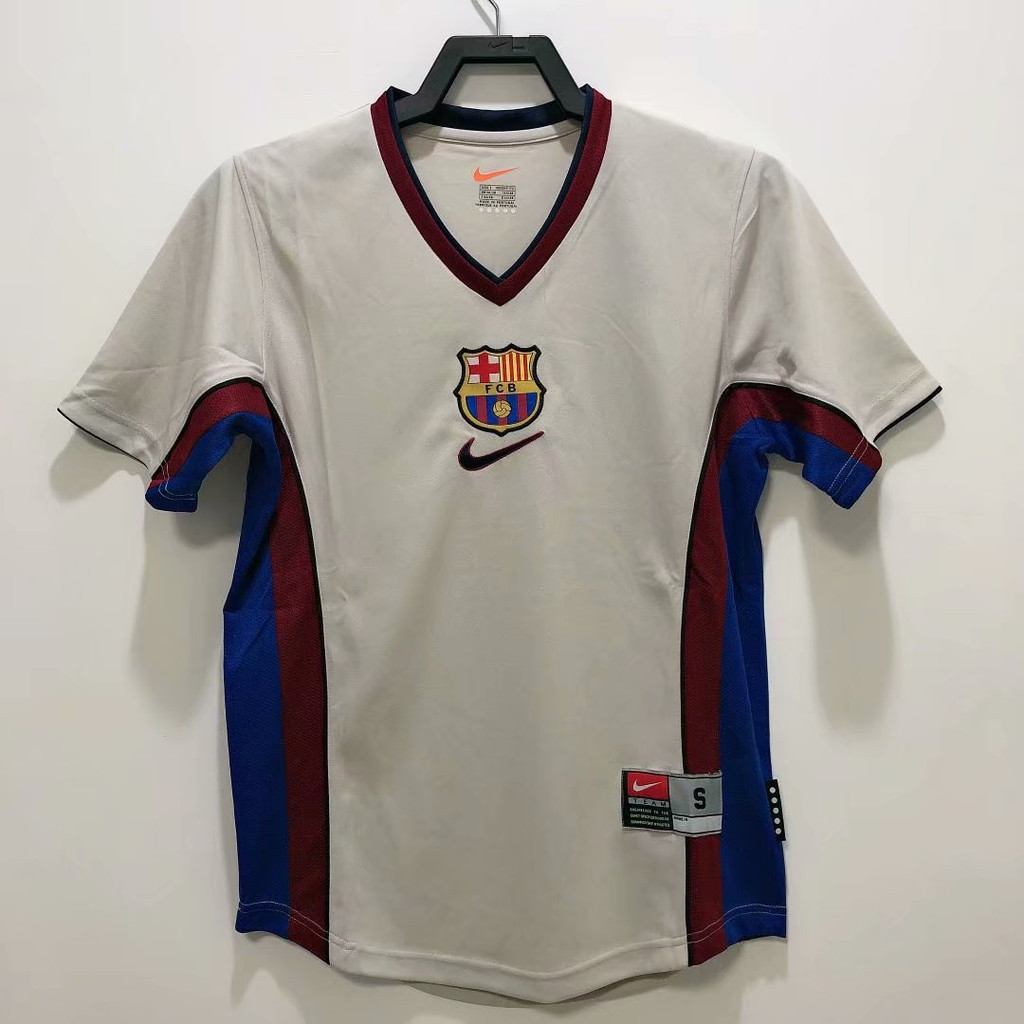 1998 Barcelona เสื้อฟุตบอลย้อนยุคสีเทา AAA + เสื้อฟุตบอลแขนสั้นคุณภาพสูง