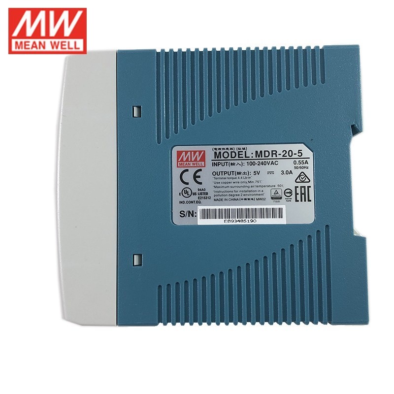 Mean Well MDR-20-5 แหล่งจ่ายไฟ DIN Rail
