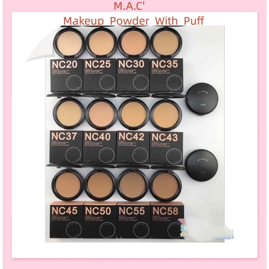 Mac Makeup Powder With Puff Face In Studio Fix Plus Base Nc Series คอนซีลเลอร์ Whitener Soft Oily Co