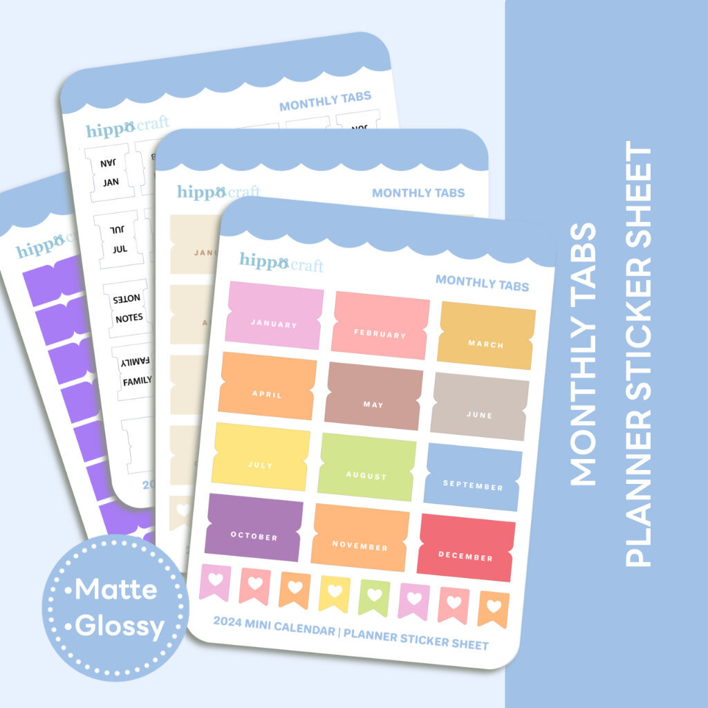 Monthly Taps | Planner sticker sheet สติ๊กเกอร์ไดคัทปฏิทินปี 2024 สำหรับติดแพลนเนอร์หรือสมุดบันทึก