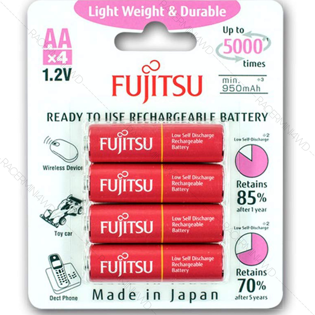 Fujitsu HR-3UTLA(2S) Low Self Discharge Rechargeable Ni-MH Battery (AA 1.2v, 1000mAh) ถ่านฟูจิตสึของแท้ 100% battery
