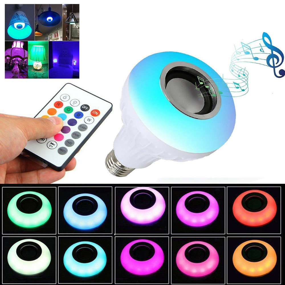 ใหม่บลูทูธหลอดไฟ LED ลําโพงมัลติฟังก์ชั่นแบบพกพาสมาร์ท RGB โคมไฟรีโมทคอนโทรลฟังก์ชั่นเสียงเพลงเล่นเสียงลําโพงไร้สาย Burstod
