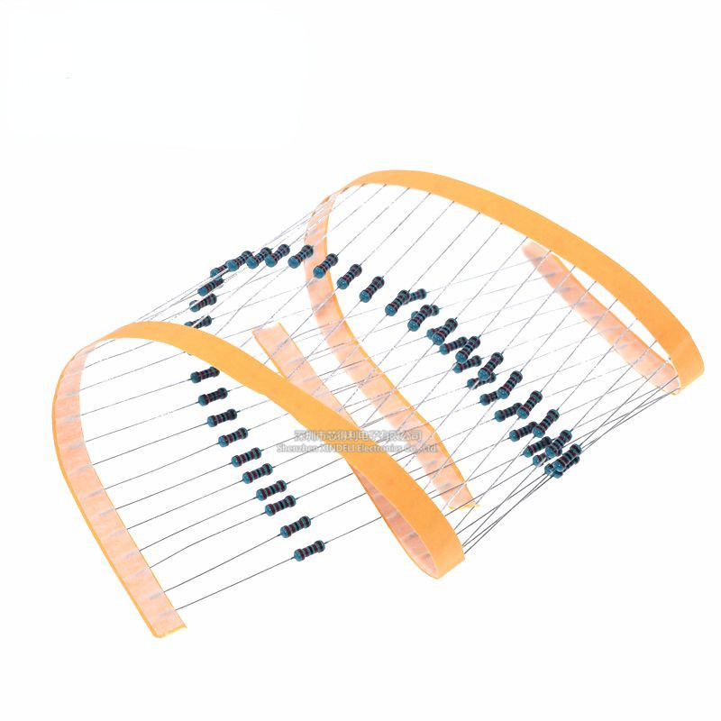 ตัวต้านทานฟิล์มโลหะ 1/4W 1% แหวนห้าสี 1K, 2K, 4.7K, 10K, 47K, 100K, 1R, 2R, 4.7 R, 10R, 47R, 100R, 5