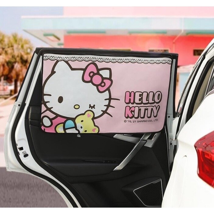 KT[ พร้อมส่งจากร้านไทย]ลิขสิทธิ์แท้ % Sanrio HELLO KITTY ผ้าม่านคิตตี้กันแดดในรถ ทีกันแดดในรถผ้าอุปกรณ์แต่งรถคิตตี้