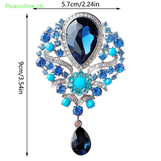 Peacellow Elegant คริสตัลขนาดใหญ่ Water-drop เข็มกลัดสําหรับผู้หญิงสาว Vintage แฟชั่นจี้ Corsage Elegant งานแต่งงาน Pins เครื่องประดับ TH