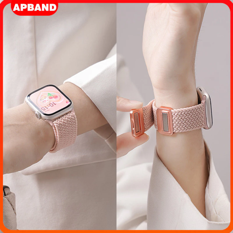 ยืดหยุ่นแม่เหล็กไนลอนสำหรับ for Iwatch Smartwatch Apple Watch Se 2 Ultra 3 2 Series 11 10 9 8 7 49 42 46 45 41 44 มม.