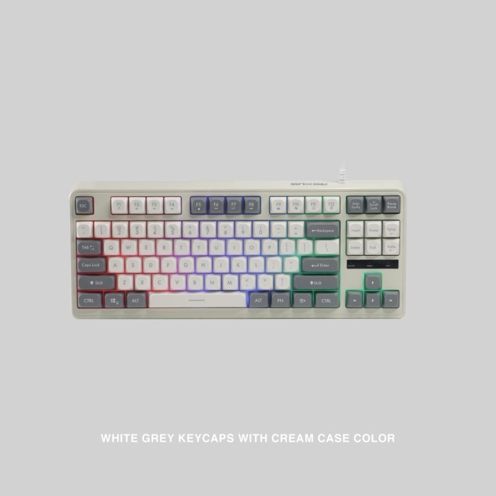 Rexus Battlefire K87M TKL RGB Wired Gaming Keyboard - สีขาวครีม