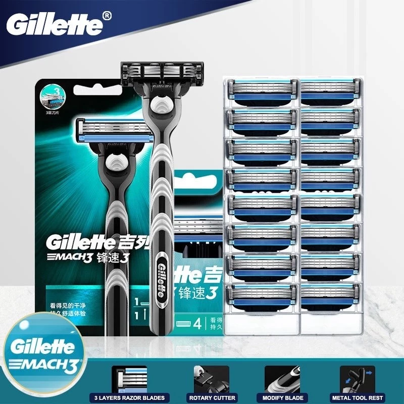 16 Gillette MACH 3 กําจัดขนโกนหนวดสําหรับผู้ชาย