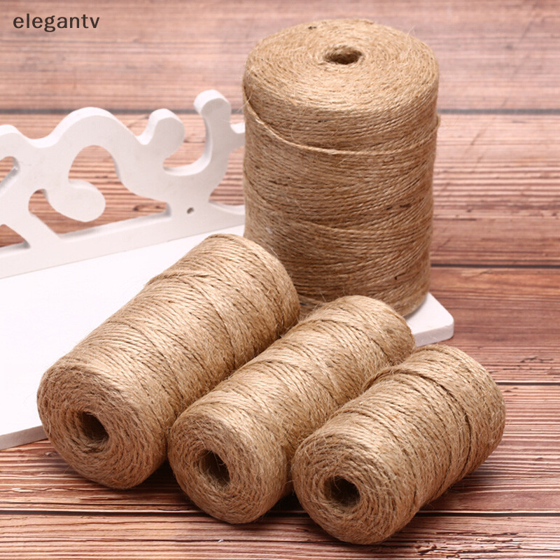 Egn ผ้าลินินธรรมชาติ Cord Twisted Burlap Jute Twine เชือก DIY Craft Decor N