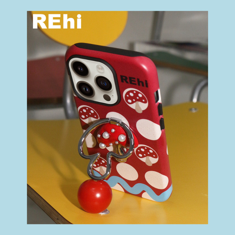 [พร้อมส่ง] REhi Case Red Mushroom Phone Case Metal Holder Phone Case Holder iPhone 13/14/15 Pro Max 