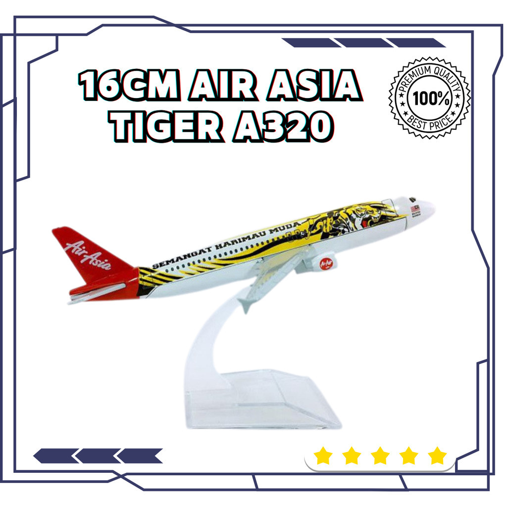 16 ซม.Air Asia Semanat Harimau Airlines Airbus A320 Scale 1:400 เครื่องบินโลหะจําลองDiecastสะสมจอแสด