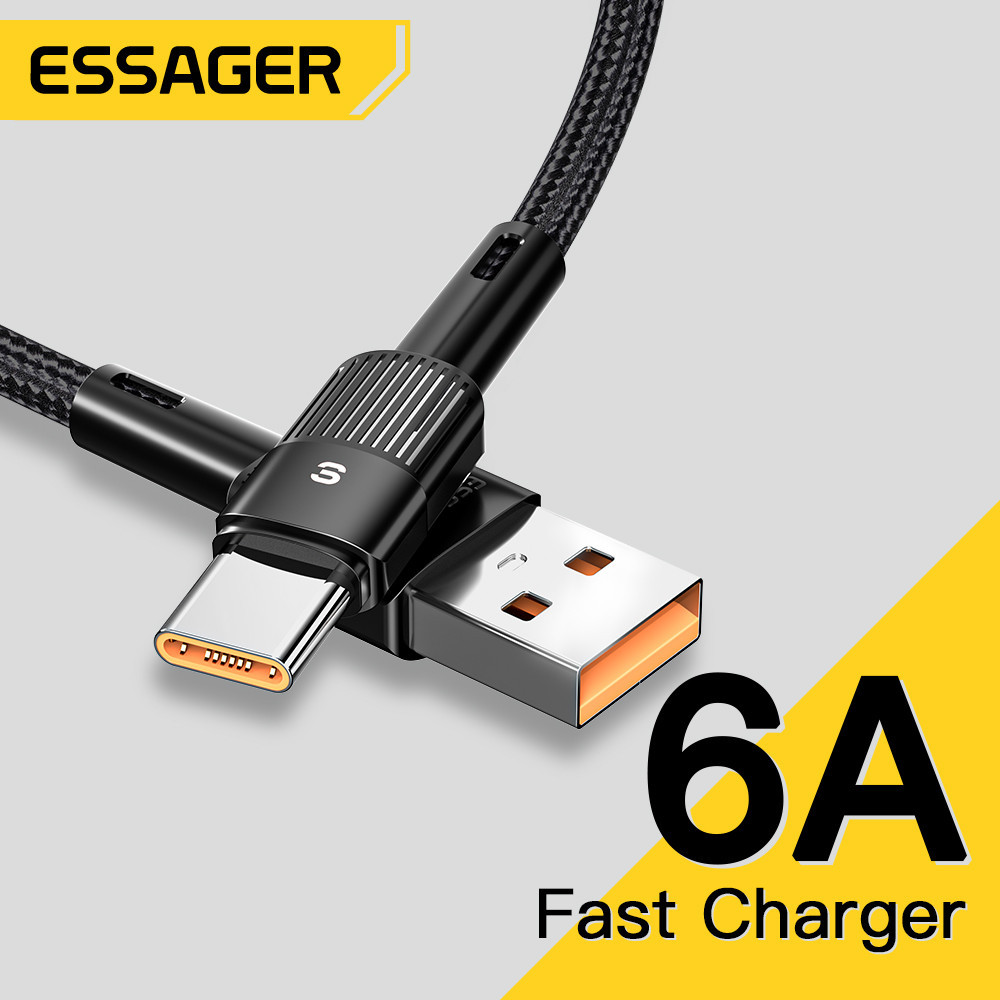 Essager สายชาร์จ USB C 6A 66W ชาร์จเร็ว สําหรับ Samsung Xiaomi Oppo Huawei mate 40 Pro