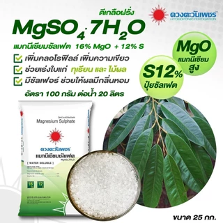 (ยกกระสอบ25kg)แม่ปุ๋ย MgSO4 แมกนีเซียมซัลเฟต เฮปตะไฮเดรต ดวงตะวันเพชร (ดีเกลือฝรั่ง) ช่วยให้พืชสังเคราะห์แสง