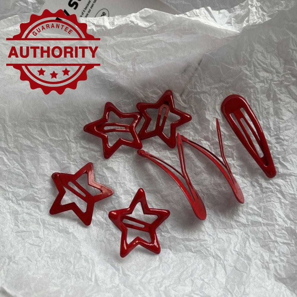 คลิปดาวสีแดง Bb คลิป Lucky Red Five-pointed Star กิ๊บติดผมด้านข้าง G9l3