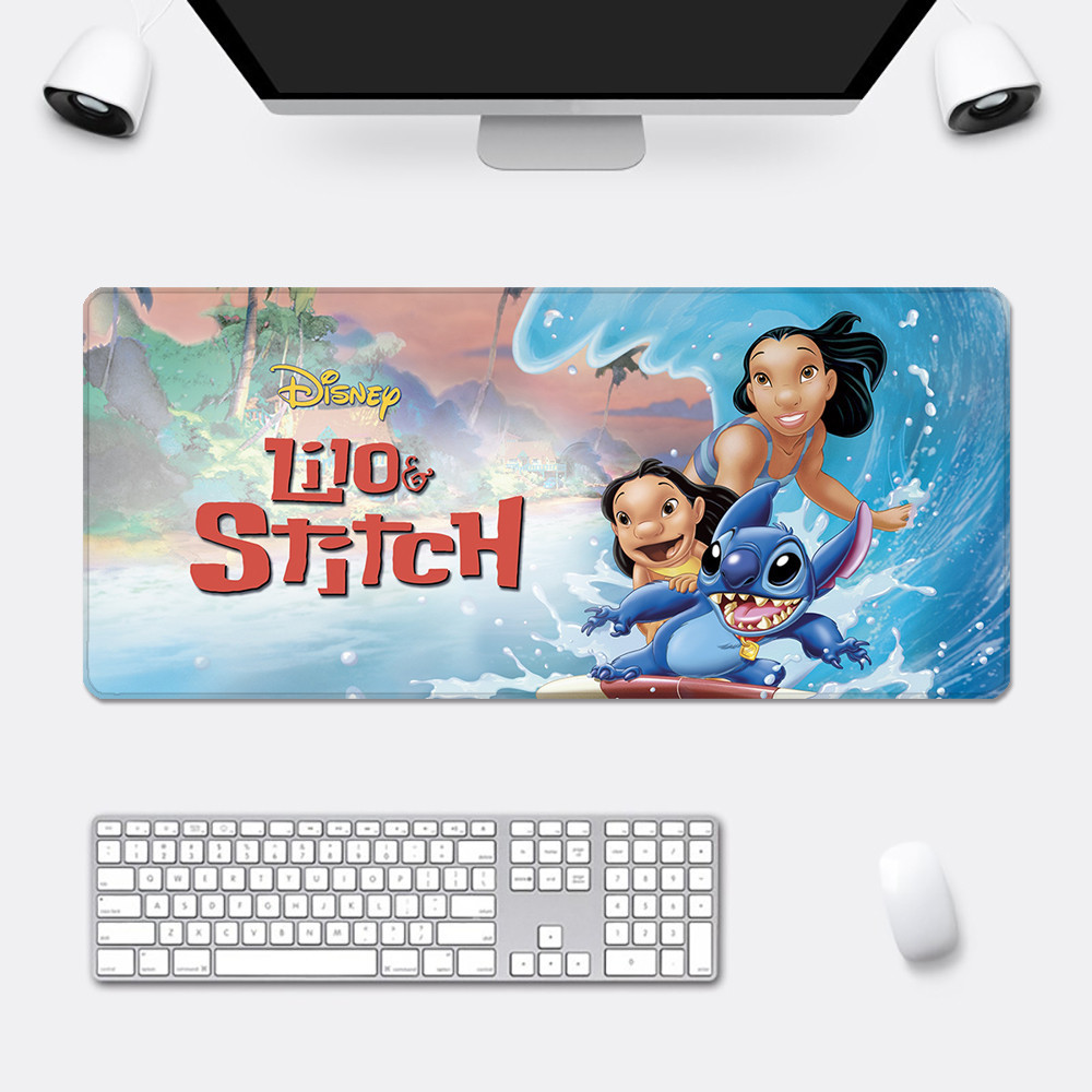 Disney น่ารักการ์ตูน Stitch Mousepad HD พิมพ์คอมพิวเตอร์ Gamers ล็อคขอบแผ่นรองเมาส์กันลื่น XXL90x40 ซม.คีย์บอร์ด PC โต๊ะ Pad