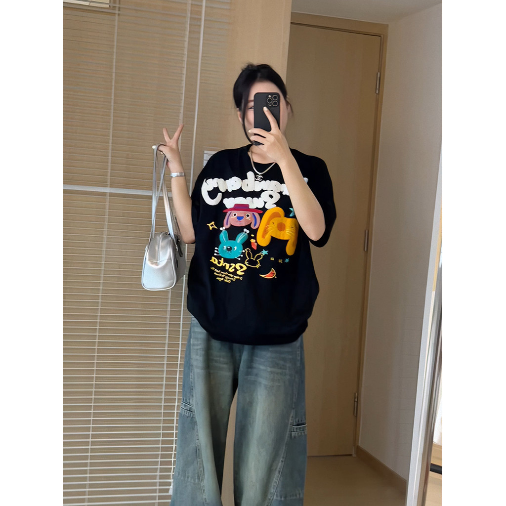 COD (กรุงเทพจัดส่งสินค้า)BOOM Shopเสื้อยืดลายการ์ตูนผู้หญิงน่ารักๆ oversize แฟชั่น สาวอวบ ทรงหลวม สไตล์เกาหลีเสื้อ51448