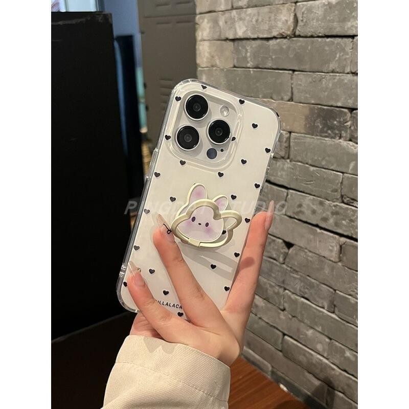 สําหรับ IPhone 11 Pro Max X XR XS Max IPhone 7 Plus 8 Plus 12 Pro Max 13 Pro Max 14 Pro Max 15 Pro Max น่ารักกระต่ายขาตั้งโทรศัพท์