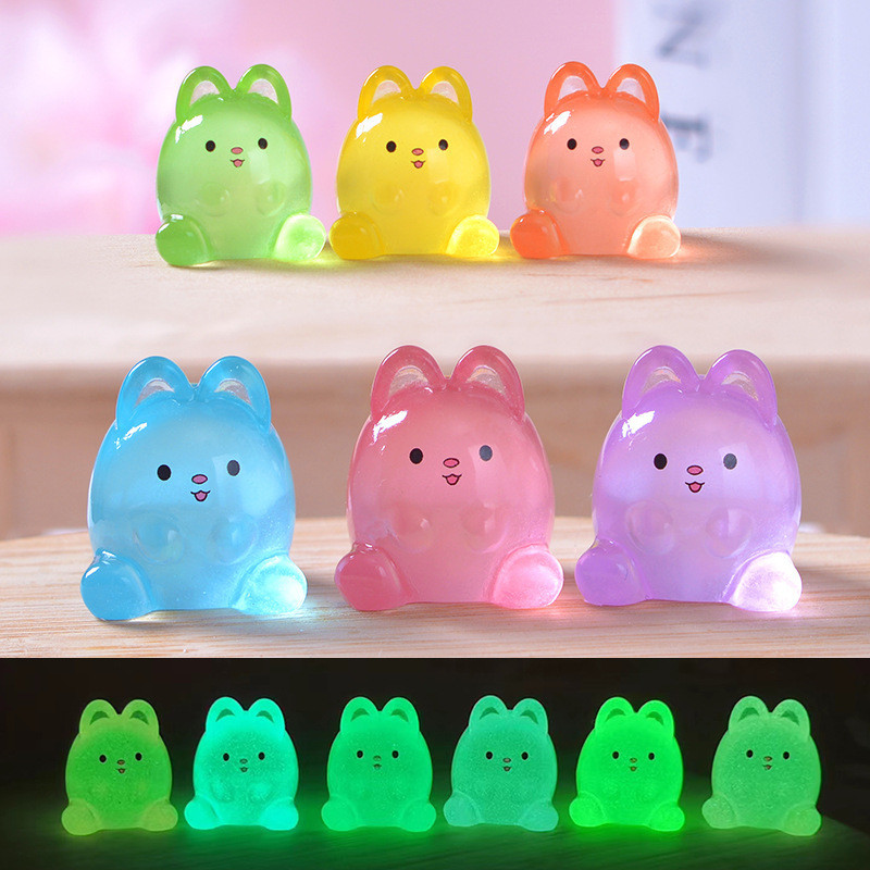 10 ชิ้น Luminous 3D Bunny เรซิ่น Charms สําหรับ DIY (4-336)