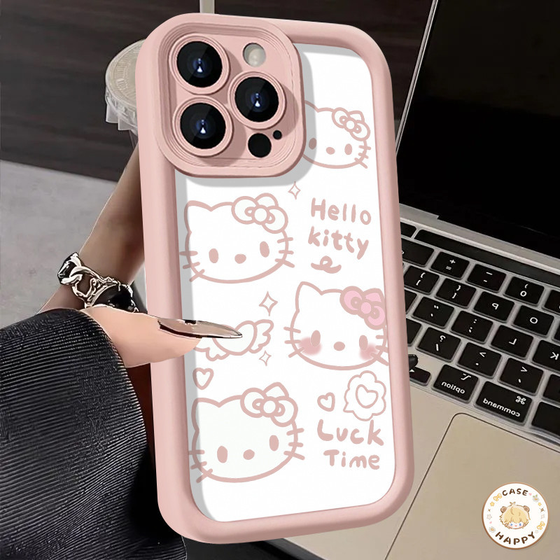 กราฟฟิตี้น่ารักเฮลโหลคิตตี้เลิฟฮาร์ทวิง แองเจิลอายส เคส iPhone 17 16 11 15 12 13 Pro Max 7 8 16 15 6 Plus XR X XS Max SE