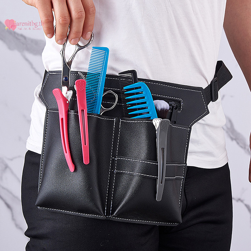 Renbg ผมกรรไกรกระเป๋าคลิปหวี Hairdressing ตัดผม Holster กระเป๋าเครื่องมือ Salon เอวแพ็คเข็มขัด PU กระเป๋าหนัง TH