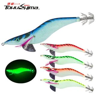 1pcs Luminous ปลาหมึก Jig Hooks กุ้งประดิษฐ์ Lures น้ําเค็ม 3D ตาพลาสติก Hard เหยื่อสําหรับ Octopus Cuttlefish